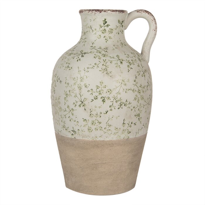 Clayre & Eef 6CE1926 Brocca decorativa in ceramica verde Ø 30x50 cm stile country