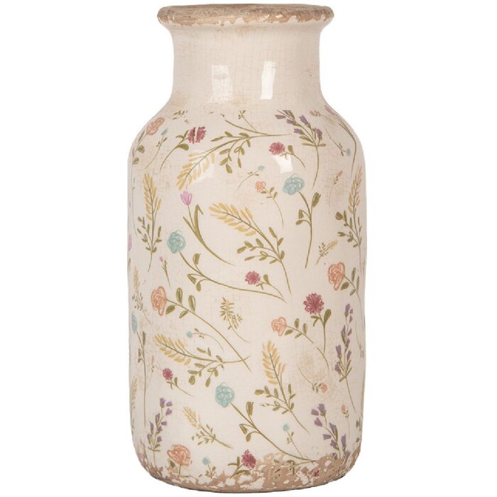 Vaso Clayre & Eef 6CE1931M Ceramica rosa beige stile country Ø 14x26 cm