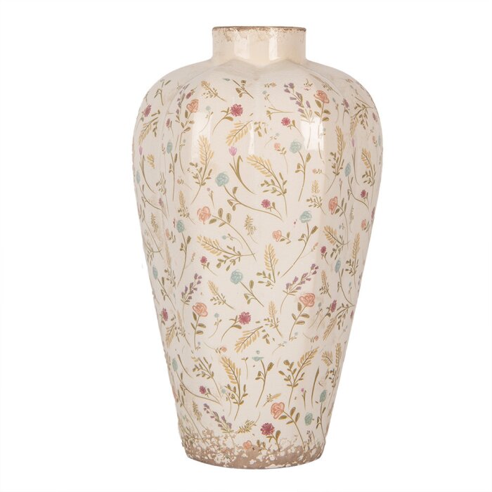 Vaso Clayre & Eef 6CE1937L Beige Rosa Ø 24x40 cm Ceramica Stile Country