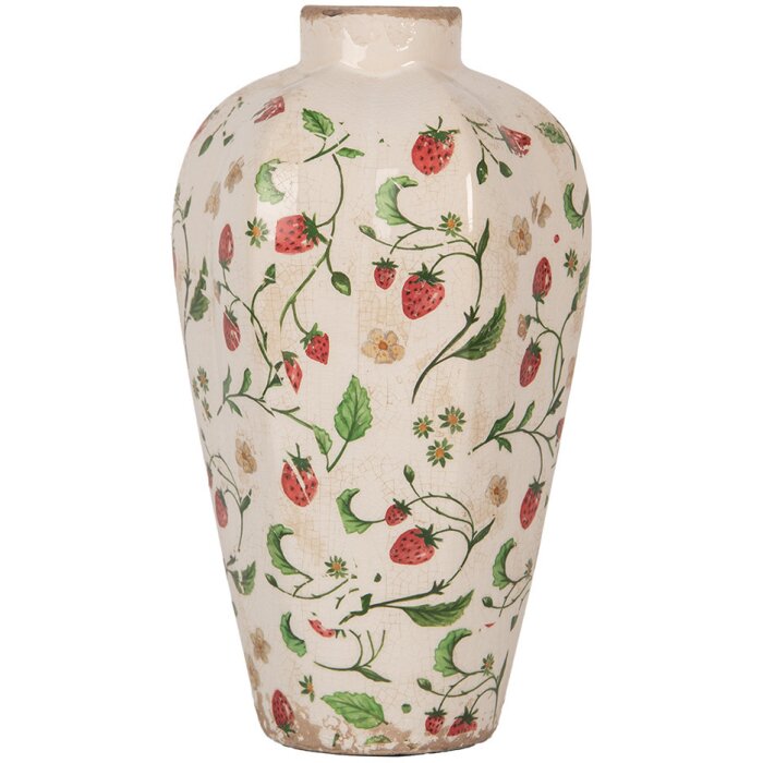 Vaso Clayre & Eef in ceramica beige rossa Ø 17x29 cm Stile country