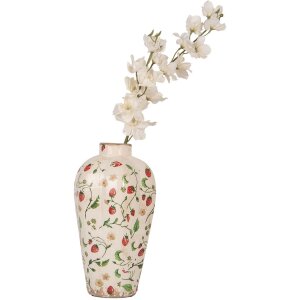 Vaso Clayre & Eef in ceramica beige rossa Ø 17x29 cm Stile country