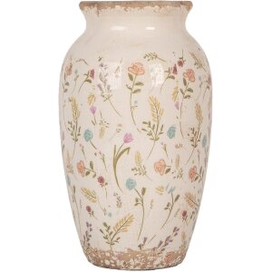 Clayre & Eef 6CE1941S Vaso in ceramica beige floreale...