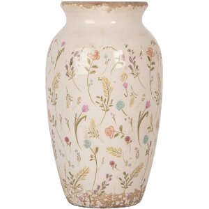 Clayre & Eef 6CE1941S Vaso in ceramica beige floreale...