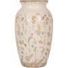 Clayre & Eef 6CE1941S Vaso in ceramica beige floreale Ø 16x27 cm