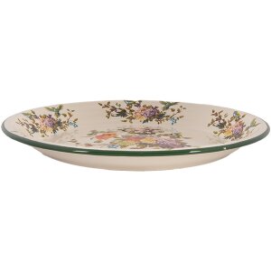 Clayre & Eef 6EM0006 Piatto decorativo Smalto Beige Verde Ø 30 cm