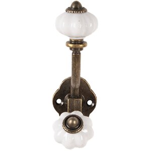 Clayre & Eef 6Y5724 Gancio da parete in ferro marrone bianco 4x9x13 cm Stile antico