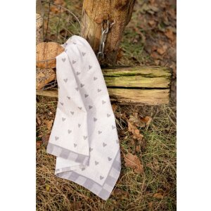 Clayre & Eef LVT42-1G Asciugamano da cucina beige grigio motivo cuore 50x70 cm