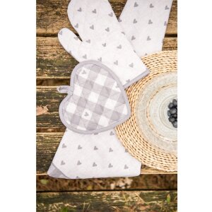 Clayre & Eef LVT42-1G Asciugamano da cucina beige grigio motivo cuore 50x70 cm