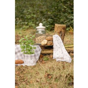 Clayre & Eef LVT42-1G Asciugamano da cucina beige grigio motivo cuore 50x70 cm