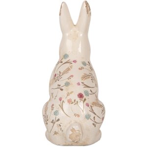 Clayre & Eef 6CE1958L Coniglio decorativo in ceramica 16x12x28 cm Beige Pink