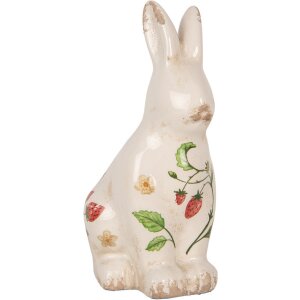 Clayre & Eef 6CE1960M Coniglio decorativo in ceramica beige rossa 13x10x21 cm