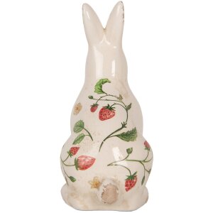 Clayre & Eef 6CE1960M Coniglio decorativo in ceramica beige rossa 13x10x21 cm