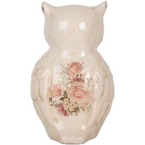 Clayre & Eef 6CE1961L Gufo decorativo in ceramica beige rosa 13x12x22 cm