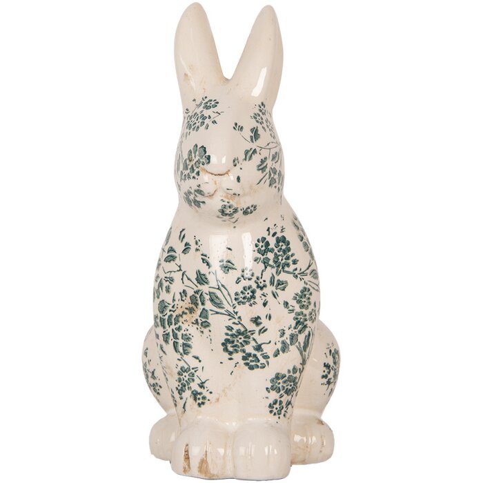 Clayre & Eef 6CE1955L Coniglio decorativo in ceramica beige verde 16x12x28 cm