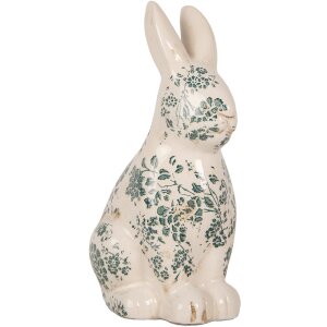 Clayre & Eef 6CE1955L Coniglio decorativo in ceramica beige verde 16x12x28 cm