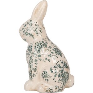 Clayre & Eef 6CE1955L Coniglio decorativo in ceramica beige verde 16x12x28 cm