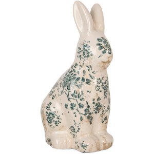 Clayre & Eef 6CE1955M Coniglio decorativo Beige Verde Motivo floreale 13x10x21 cm