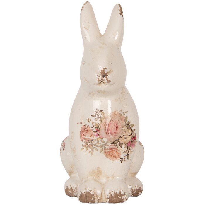 Clayre & Eef 6CE1957M Coniglio decorativo Beige Rosa 13x10x21 cm Ceramica