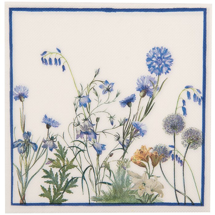 Clayre & Eef 73075 Tovaglioli di carta Bianco Blu 33x33 cm 20 pezzi