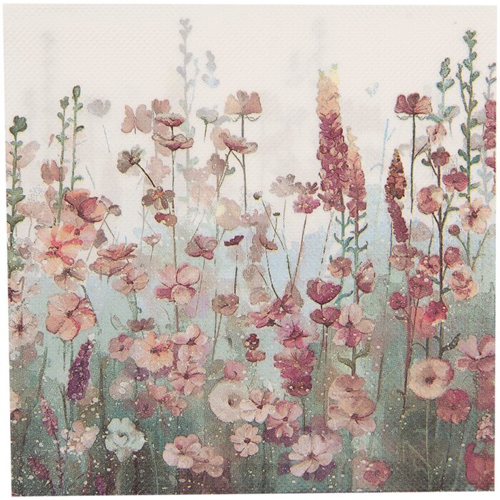Clayre & Eef 73077 Tovaglioli di carta Bianco Rosa 33x33 cm 20 pezzi