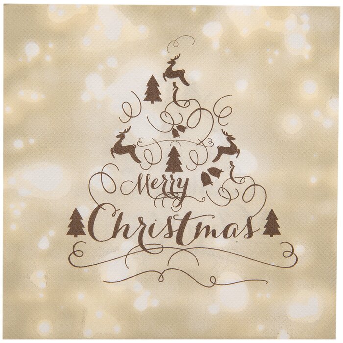 Clayre & Eef 73084 Tovaglioli di carta beige Buon Natale 33x33 cm 20 pezzi