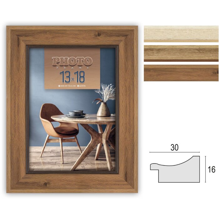 Cornice ZEP Arles in legno con vetro trasparente da 10x15 cm a 30x40 cm Montaggio a parete
