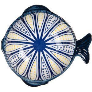 Clayre & Eef 6CEBO0077 Ciotola in ceramica bianca blu...