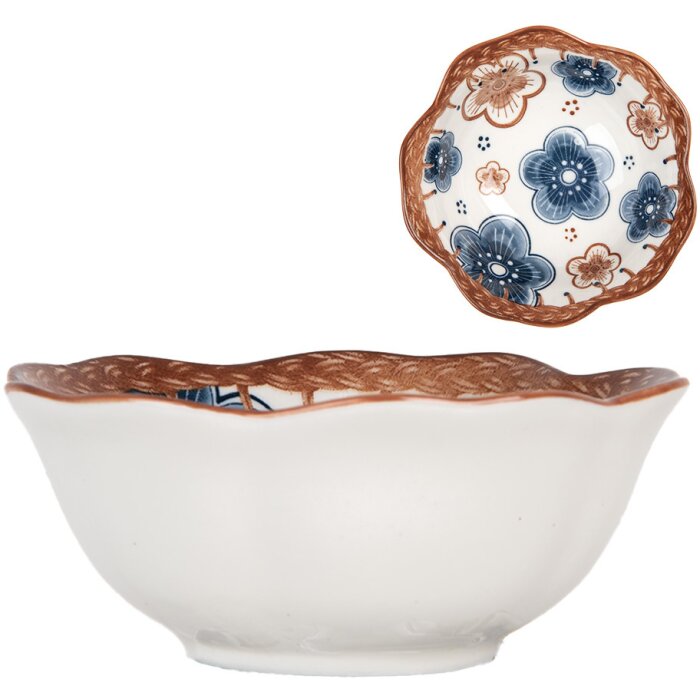 Clayre & Eef 6CEBO0088 Ciotola in ceramica bianco marrone Ø 10x4 cm 100 ml
