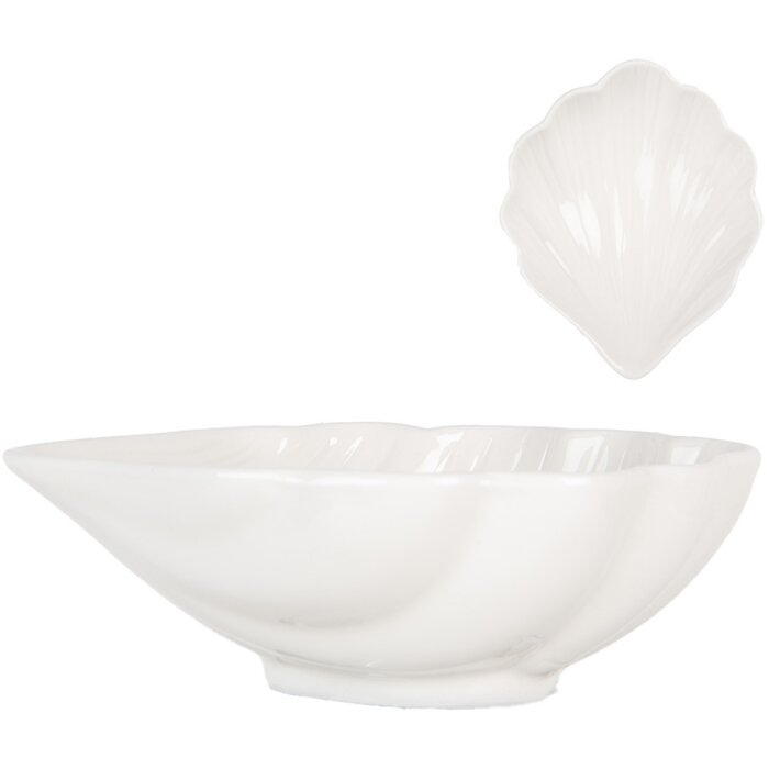 Clayre & Eef 6CEBO0176 Ciotola in ceramica bianca 12x10x4 cm Stile country