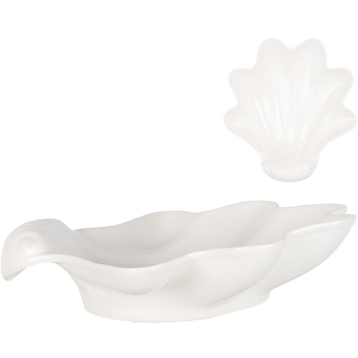 Clayre & Eef 6CEBO0177 Ciotola in ceramica bianca 23x22x6 cm