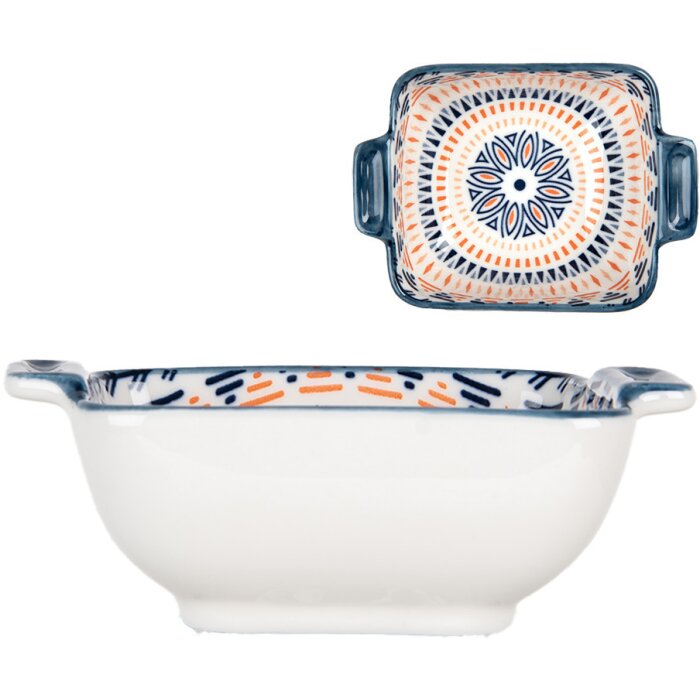 Clayre & Eef 6CEBO0185 Ciotola in ceramica bianca blu 11x8x4 cm 75 ml