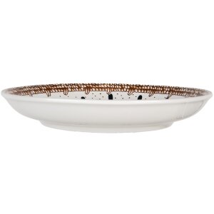 Clayre & Eef 6CEDP0167 Piatto in ceramica bianco marrone Boemia Ø 21x3 cm