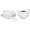 Clayre & Eef 6CETEFO0001 Set da tè per uno in ceramica bianca stile country 350ml 250ml
