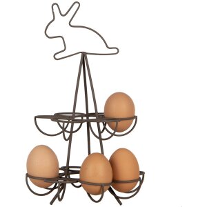 Clayre & Eef 6Y5700 Portauovo in ferro marrone Ø 17x28 cm Stile Country