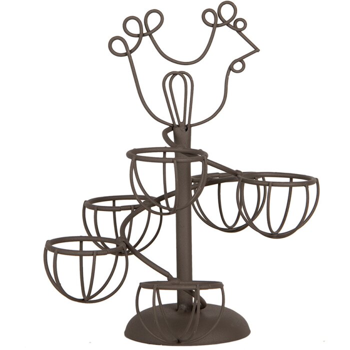 Clayre & Eef 6Y5701 Portauovo in ferro marrone stile country Ø 17x23 cm