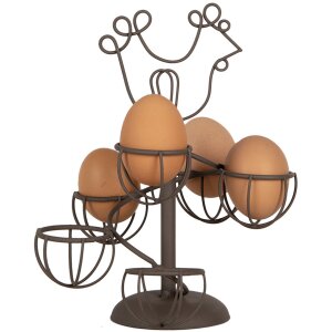 Clayre & Eef 6Y5701 Portauovo in ferro marrone stile country Ø 17x23 cm