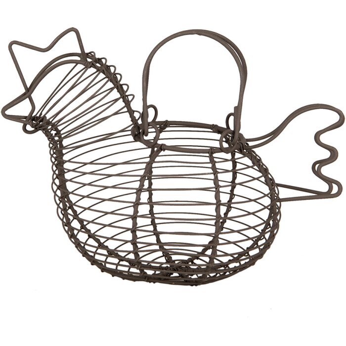 Clayre & Eef 6Y5702 Cestino per pollo in stile country in ferro marrone 23x14x17 cm
