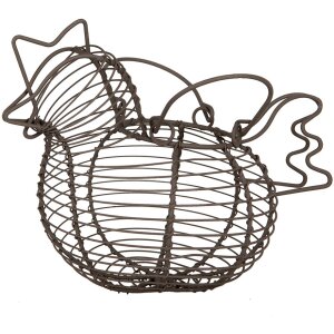 Clayre & Eef 6Y5702 Cestino per pollo in stile country in ferro marrone 23x14x17 cm