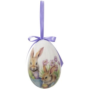 Clayre & Eef 65911 Set di uova da appendere per decorazioni 6 Ø 7x10 cm Design pasquale a motivi animali