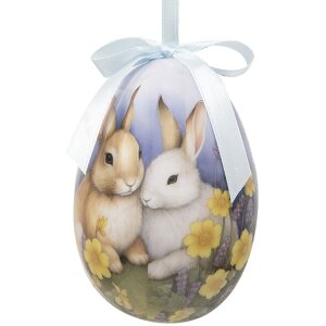 Clayre & Eef 65911 Set di uova da appendere per decorazioni 6 Ø 7x10 cm Design pasquale a motivi animali