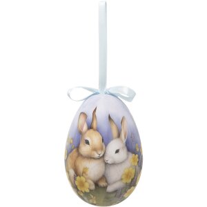 Clayre & Eef 65911 Set di uova da appendere per decorazioni 6 Ø 7x10 cm Design pasquale a motivi animali