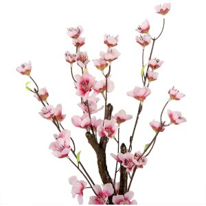 Clayre & Eef 6PL0373 Albero decorativo di fiori di ciliegio rosa marrone 10x10x48 cm