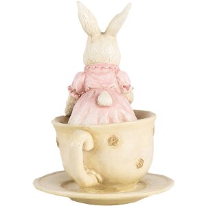 Clayre & Eef 6PR4395 Coniglio decorativo Beige Rosa 8x8x11 cm in poliresina
