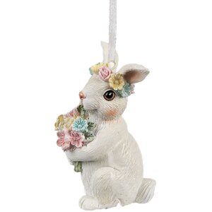 Clayre & Eef 6PR4409 Decorazione Appendino Coniglio Bianco 5x5x8 cm