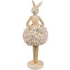 Clayre & Eef 6PR4418 Coniglio decorativo Beige Rosa 9x7x22 cm in poliresina Stile Country
