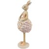 Clayre & Eef 6PR4418 Coniglio decorativo Beige Rosa 9x7x22 cm in poliresina Stile Country