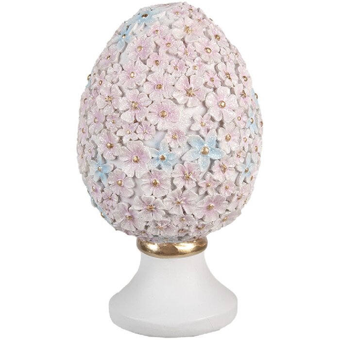 Clayre & Eef 6PR5191 Uovo decorativo Rosa Blu Bianco Ø 10x18 cm Stile Country in Poliresina