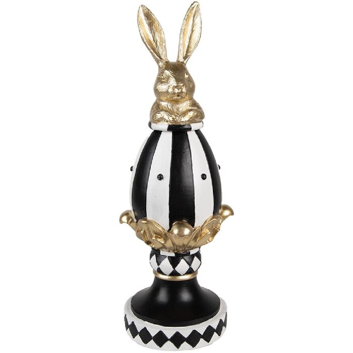 Clayre & Eef 6PR5192 Uovo decorativo nero bianco oro 13x12x34 cm Poliresina