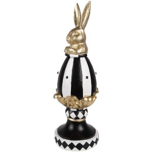 Clayre & Eef 6PR5192 Uovo decorativo nero bianco oro...