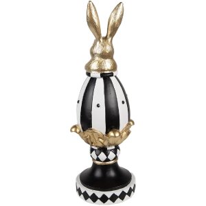 Clayre & Eef 6PR5192 Uovo decorativo nero bianco oro 13x12x34 cm Poliresina